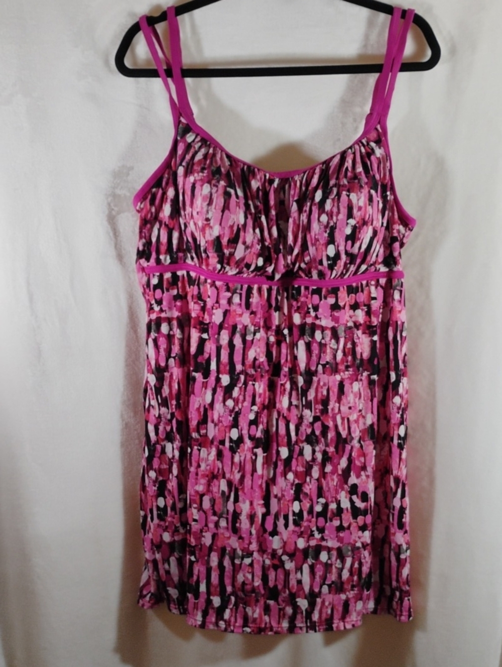 Catalina Hot Pink Abstract Print Bathin Suit 3X